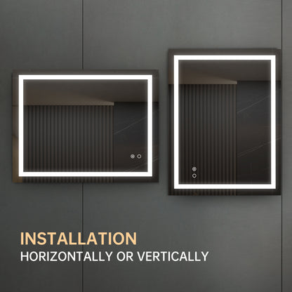 LED Bathroom Mirror with Touch Button Control – Adjustable Color Temperature, Anti-Fog, Dimmable Light