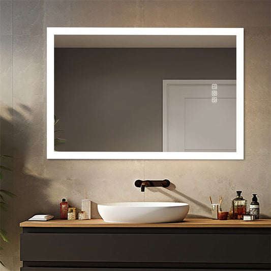 LED Bathroom Wall Medicine Cabinet Mirror – Lighted Mirror with Storage, Dimmable, 3 Color Temperatures, Anti-Fog, Adjustable Shelves, 2 Sockets & 2 USB Interfaces