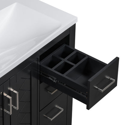 30'' Bathroom Vanity with Resin Sink Combo, Solid Wood Frame Bathroom Storage Cabinet, Freestanding Vanity Set with 3 Drawers & Soft Closing Doors