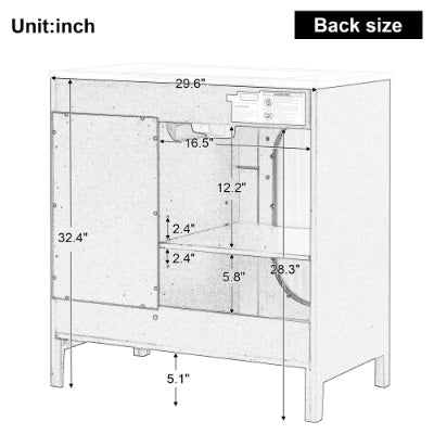 30 Bathroom Vanity With Sink, Bathroom Vanity Cabinet With Two Drawers And Door, Adjustable Shelf, Solid Wood And MDF, Bla