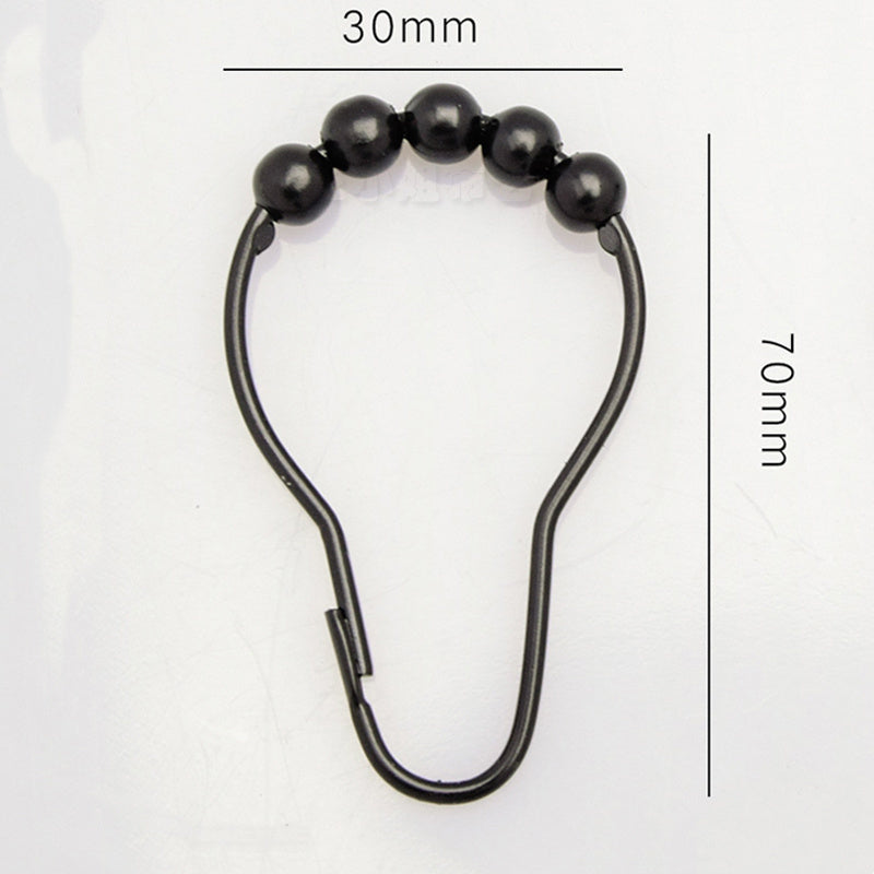 Nordic Black Metal Shower Curtain Hooks – Pack of 12