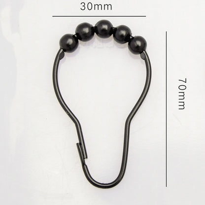Nordic Black Metal Shower Curtain Hooks – Pack of 12