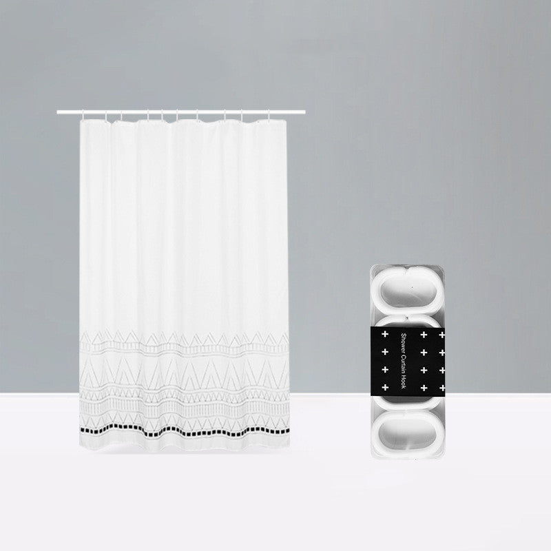 Free-Perforated Waterproof Polyester Shower Curtain – Versatile Bathroom Fit