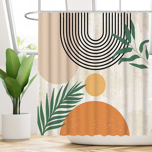 Abstract Bohemian Arch Sun Shower Curtain – Durable Polyester with Artistic Flair