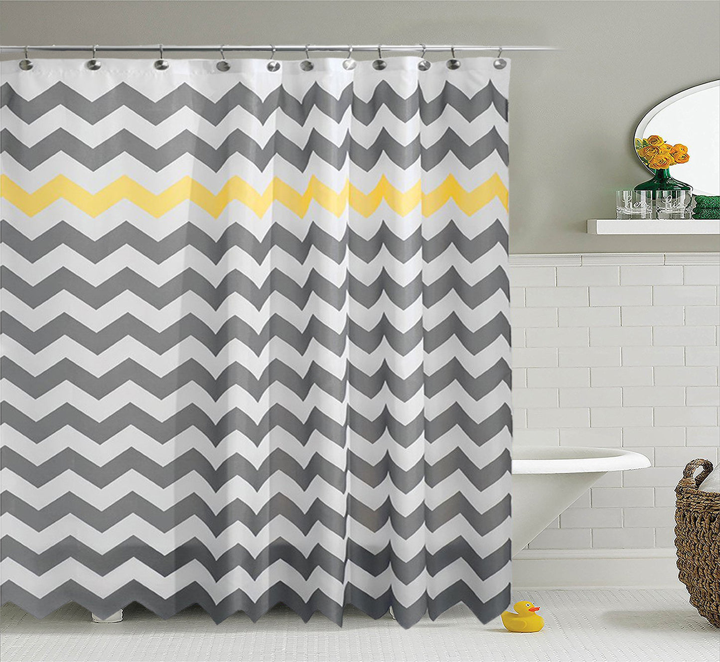 Wholesale Polyester Waterproof Shower Curtain – European & American Modern Wave Design