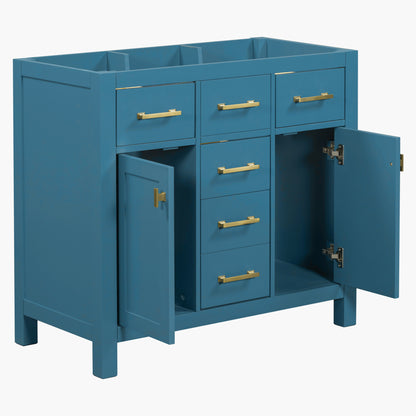 36" Solid Wood Freestanding Bathroom Cabinet – Modern Storage with 4 Drawers & 2 Cabinets