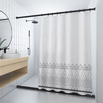 Free-Perforated Waterproof Polyester Shower Curtain – Versatile Bathroom Fit