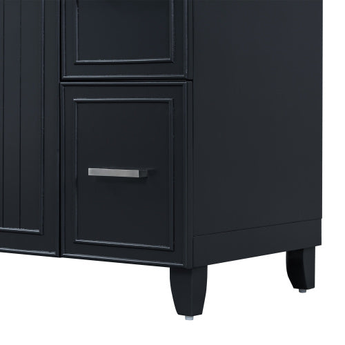 36" Bathroom Vanity Cabinet with Sink Top Combo Set – Black Shaker Design with Soft Closing Doors and 3 Drawers