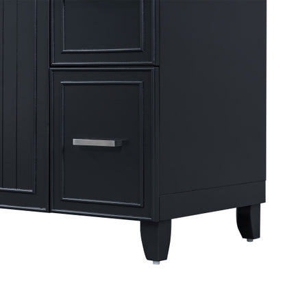36" Bathroom Vanity Cabinet with Sink Top Combo Set – Black Shaker Design with Soft Closing Doors and 3 Drawers