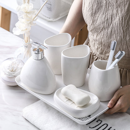 Simple White Porcelain Bathroom Five-Piece Set