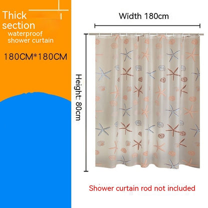Punch-Free Waterproof Shower Curtain – PEVA, Mildew-Resistant with Hook Set