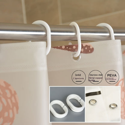 Punch-Free Waterproof Shower Curtain – PEVA, Mildew-Resistant with Hook Set