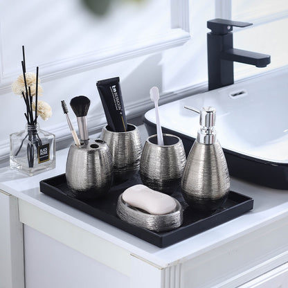 Handmade Retro Brushed Ceramic Bathroom Five-Piece Set