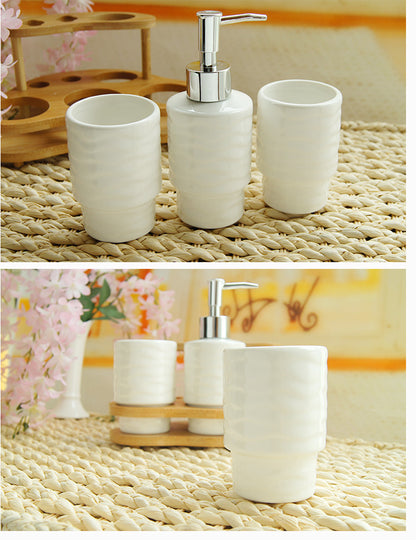 Bathroom Accessories Set – Elegant Three-Piece Collection with Wooden Frame