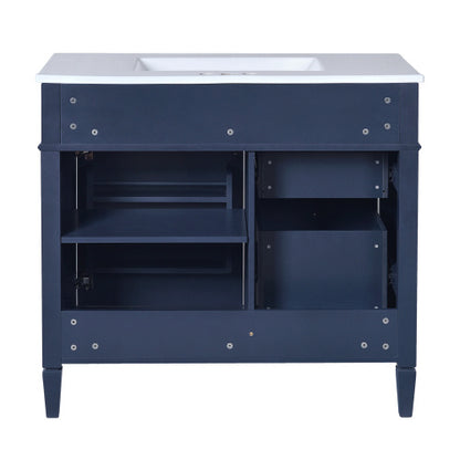 36'' Bathroom Vanity with Top Sink – Modern Storage Cabinet with 2 Drawers & Tip-Out Drawer, Single Sink Vanity
