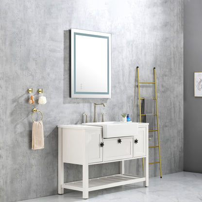 36x28 Inch LED Bathroom Mirror – Front & Backlit, 3-Color Adjustable, Anti-Fog, Memory Function
