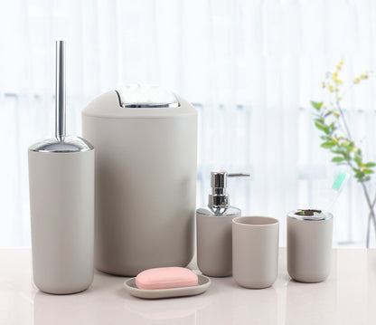 Six-Piece Plastic Bathroom Set – Functional Essentials for Everyday Use