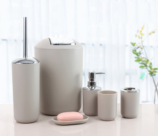 Six-Piece Plastic Bathroom Set – Functional Essentials for Everyday Use