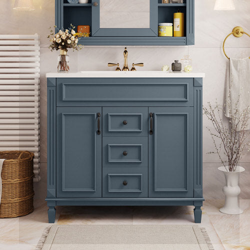 36'' Bathroom Vanity with Top Sink – Modern Storage Cabinet with 2 Soft-Closing Doors & 2 Drawers, Single Sink Vanity