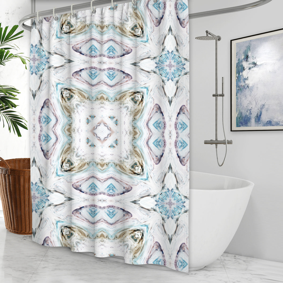 Waterproof Polyester Shower Curtain – Customizable American Style