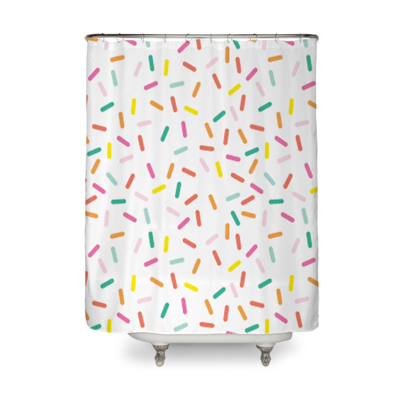 Art Geometric Waterproof Shower Curtain – Polyester with Copper Buttonholes and Resin Rings