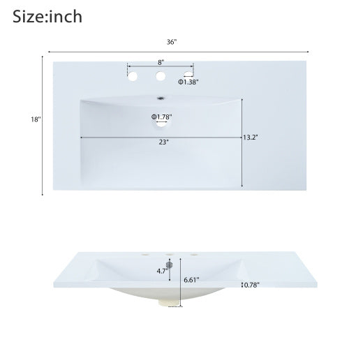36'' Bathroom Vanity With Undermount Sink, Free Standing Vanity Set With 2 Drawers& Soft Closing Doors, Bathroom Storage Cabinet With Solid Wood Feet, Green