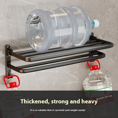 Matte Black Bathroom Storage Rack Set – Alloy, Rust-Resistant, Nail-Free Installation