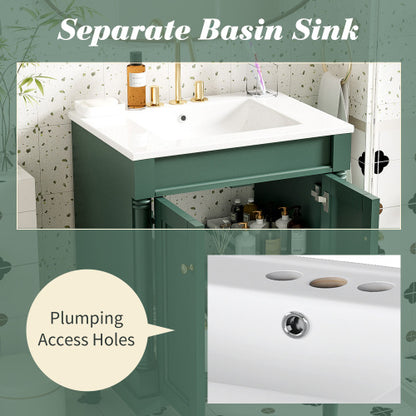 24" Bathroom Vanity with Top Sink – 2-Tier Modern Storage Cabinet, Large Shelves & Clean Lines