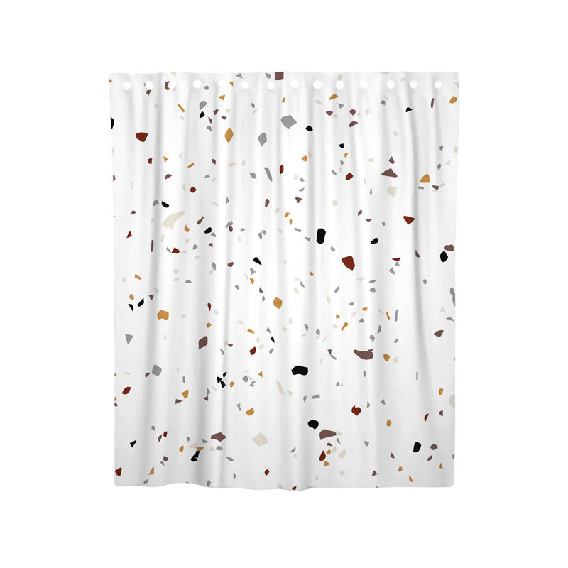 Morandi Terrazzo Shower Curtain – Thickened Waterproof Polyester in Nordic Palette