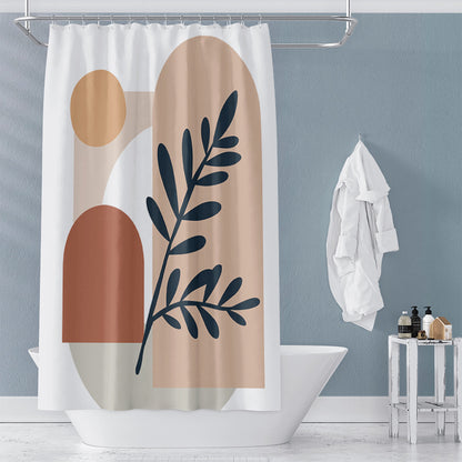Geometric Waterproof Shower Curtain – Mildew-Resistant Polyester with Tassel Detail
