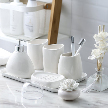 Simple White Porcelain Bathroom Five-Piece Set