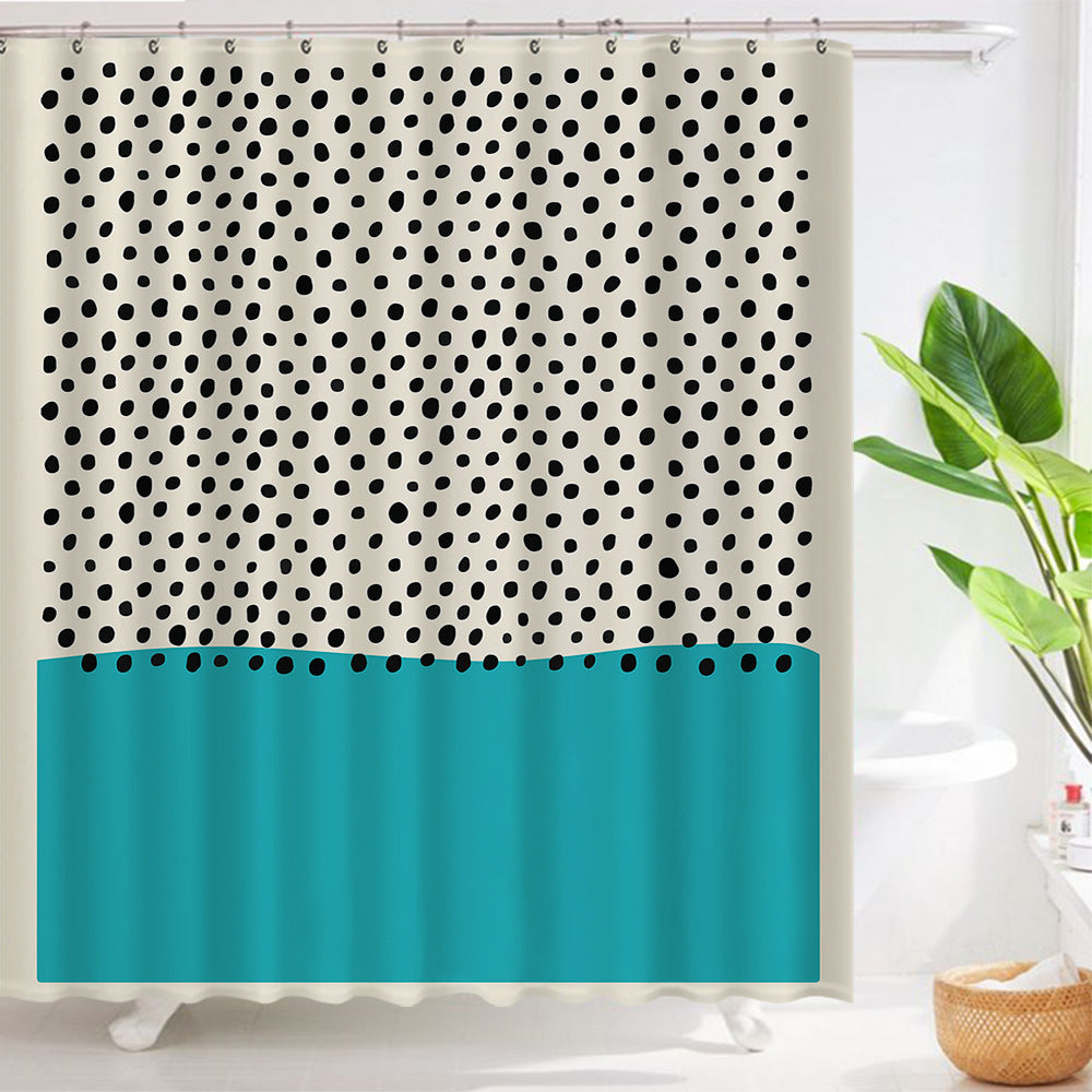 Art Geometric Waterproof Shower Curtain – Polyester with Copper Buttonholes and Resin Rings
