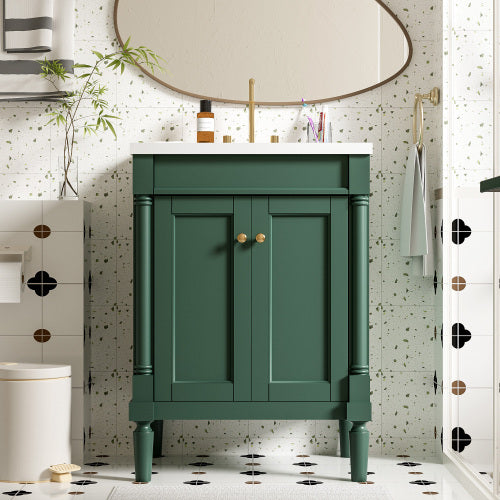 24" Bathroom Vanity with Top Sink – 2-Tier Modern Storage Cabinet, Large Shelves & Clean Lines