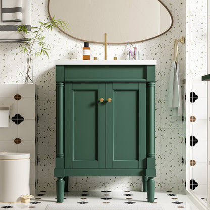 24" Bathroom Vanity with Top Sink – 2-Tier Modern Storage Cabinet, Large Shelves & Clean Lines