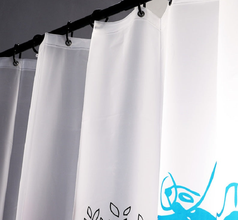 Cartoon-Printed Thickened Bathroom Shower Curtain – Mildew-Proof EVA Material