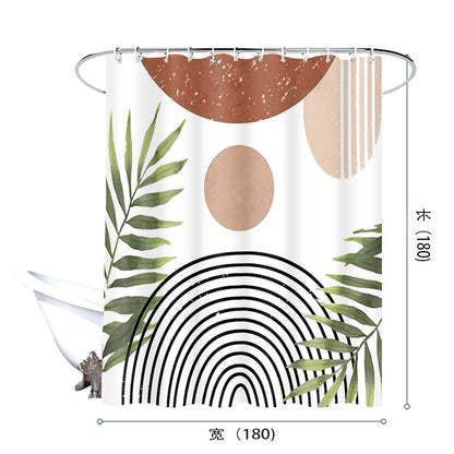 Geometric Waterproof Shower Curtain – Mildew-Resistant Polyester with Tassel Detail