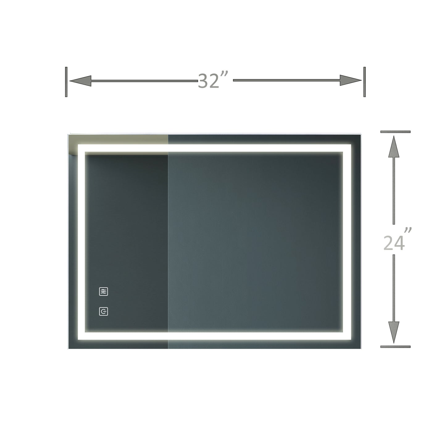 32x24 Inch LED Premium Vanity Mirror – High Lumens, Dimmable Touch, Anti-Fog, CRI 95, Adjustable 3000K-6000K, Wall Switch Control