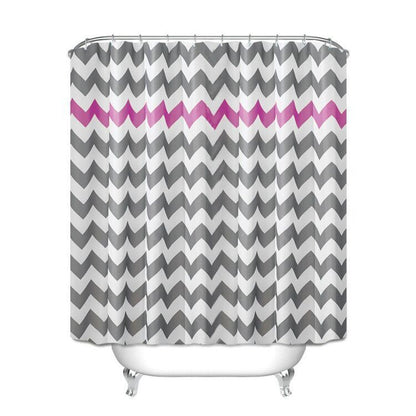 Wholesale Polyester Waterproof Shower Curtain – European & American Modern Wave Design