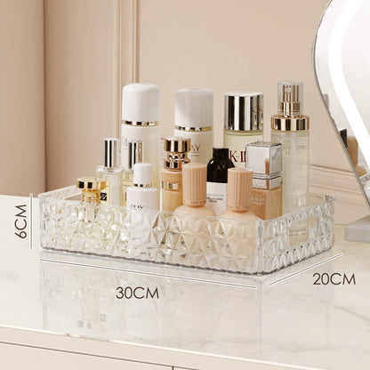 Light Luxury Mobile Bathroom Storage Trolley – Transparent Plastic with Diamond Pattern