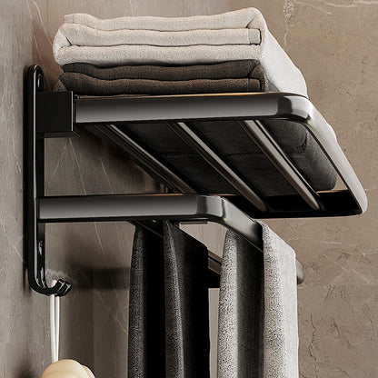 Matte Black Bathroom Storage Rack Set – Alloy, Rust-Resistant, Nail-Free Installation