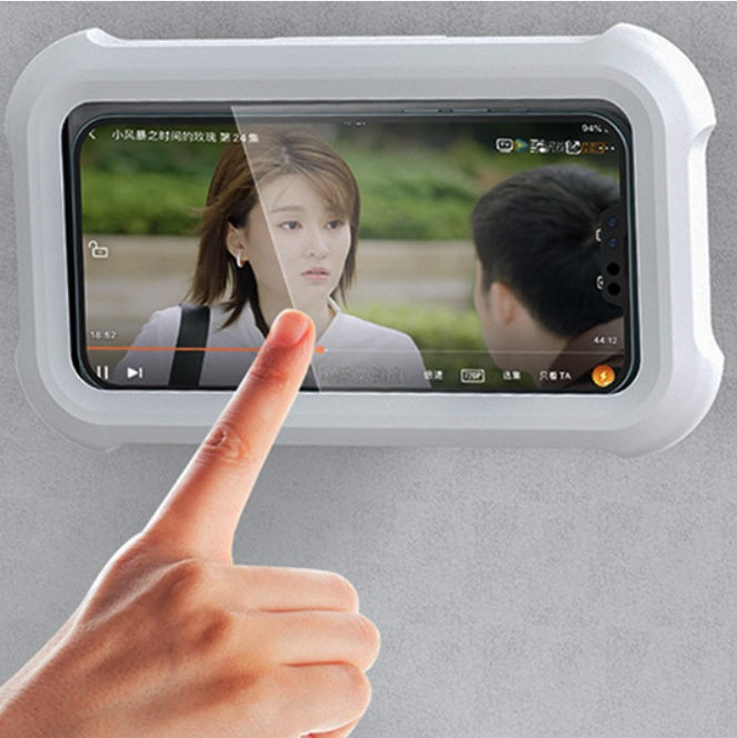 Waterproof Mobile Phone Holder with Adjustable Angle – Wall-Mounted Bathroom Storage Box