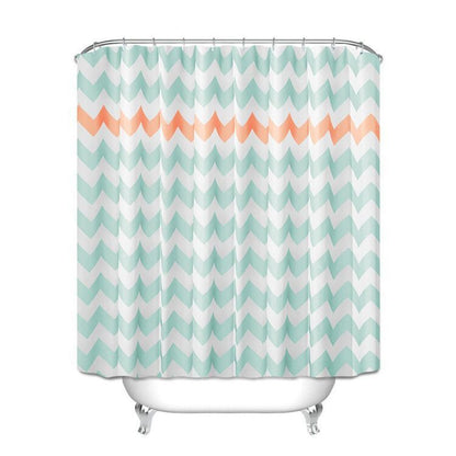 Wholesale Polyester Waterproof Shower Curtain – European & American Modern Wave Design