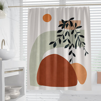 Hand-Drawn Woman Geometric Line Illustration Shower Curtain – Premium Polyester