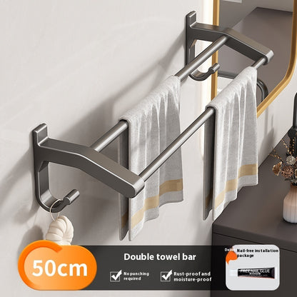 Gun Gray Aluminum Bathroom Storage Rack – Punch-Free, Modular Mesh System