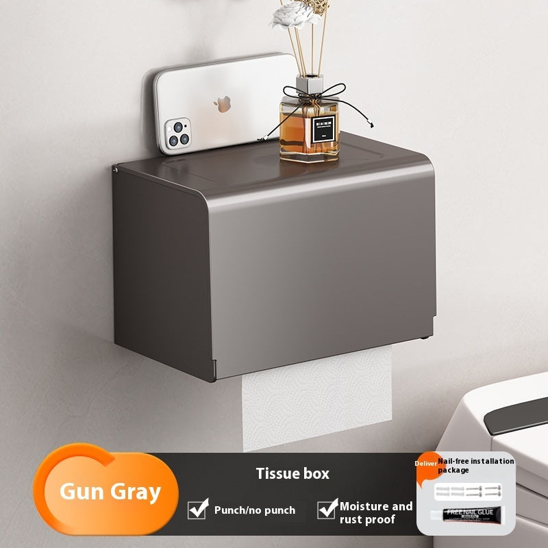 Gun Gray Aluminum Bathroom Storage Rack – Punch-Free, Modular Mesh System