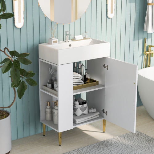 21.6 Inch White Bathroom Vanity