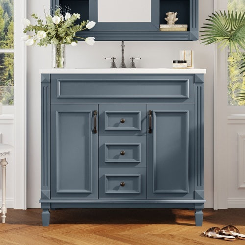 36'' Bathroom Vanity with Top Sink – Modern Storage Cabinet with 2 Soft-Closing Doors & 2 Drawers, Single Sink Vanity