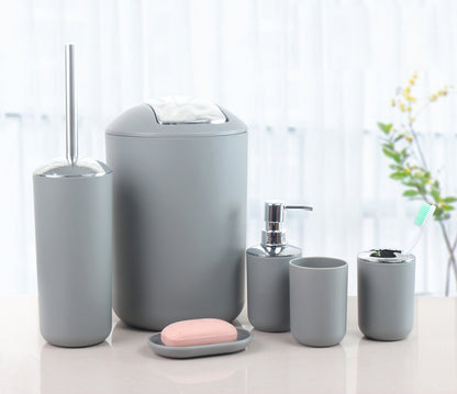 Six-Piece Plastic Bathroom Set – Functional Essentials for Everyday Use