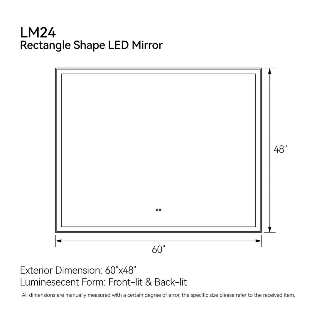 Modern LED Smart Mirror with Hidden Light – Front & Back Lit, 3-Color Adjustable, Anti-Fog, Memory Function, Time Mode Control