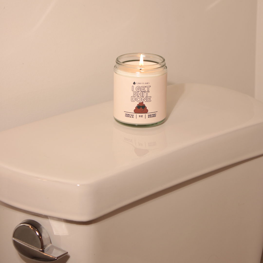 I Get Sh*t Done" Emoji Bathroom Candle – Peppermint Scent, 9oz Funny Bathroom Essential